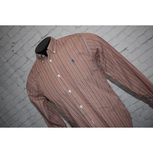 Camisa de Vestir Polo Ralph Lauren Niños Niños Talla XL 18-20 Naranja Rojo Azul Rayas - Imagen 1 de 6