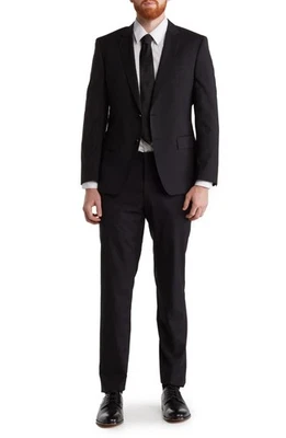 HUGO BOSS H-Huge Men's 2-Piece Virgin Wool Suit in Black Size 36R - Image 1 of 4