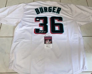 Jake Burger Signed Autographed Miami Marlins Custom Jersey JSA N - Picture 1 of 2