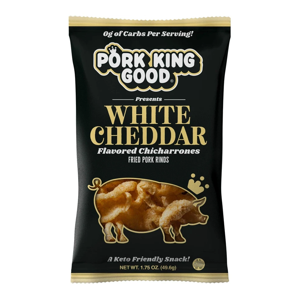 Pork King Good Rinds (Chicharrones) (White Cheddar, Pack de 4) Foto 1 de 4