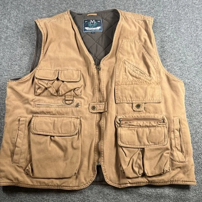VTG Members Only Lined Vest Cargo Men XL Brown Utility Safari Field Military - Image 1 of 4