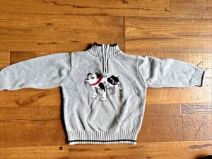 Vintage Hartstrings Kids Children Girls Boys Bulldog Knit Sweater 4T Grey Dog - Picture 1 of 4