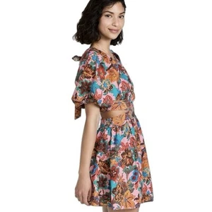 Love the Label Anthropologie Arya Vibrant Floral Dress, Brittany Pink Print sz M - Picture 1 of 9