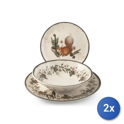 2x H&H Servizi 18 pezzi tavola Coup Nordic Garland in stoneware - Immagine 1 di 4