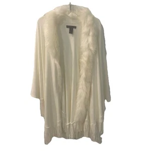 Adrienne Vittadini Elegante Mantello in Ecopelliccia Beige - Avvolgente Elegante per Ogni Occasione - Foto 1 di 10
