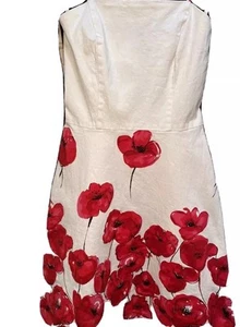 Junior Dress Size 5/6 White With Red Flowers Sleeveless Thin Strap Summer SALE - Picture 1 of 7