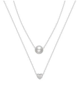 Collar con colgante perla corazón en acero inoxidable - Imagen 1 de 2