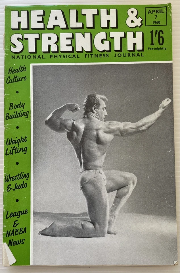 MALE BODYBUILDER MAGAZINE HEALTH & STRENGTH APR 1960 - MEN PHYSIQUE GAY INTEREST - Image 1 of 4