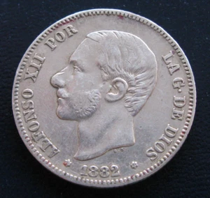 ZALDI2010 . ALFONSO XII , 2 PESETAS DE 1882 ESTRELLAS 18 - 82 . PLATA - Imagen 1 de 3