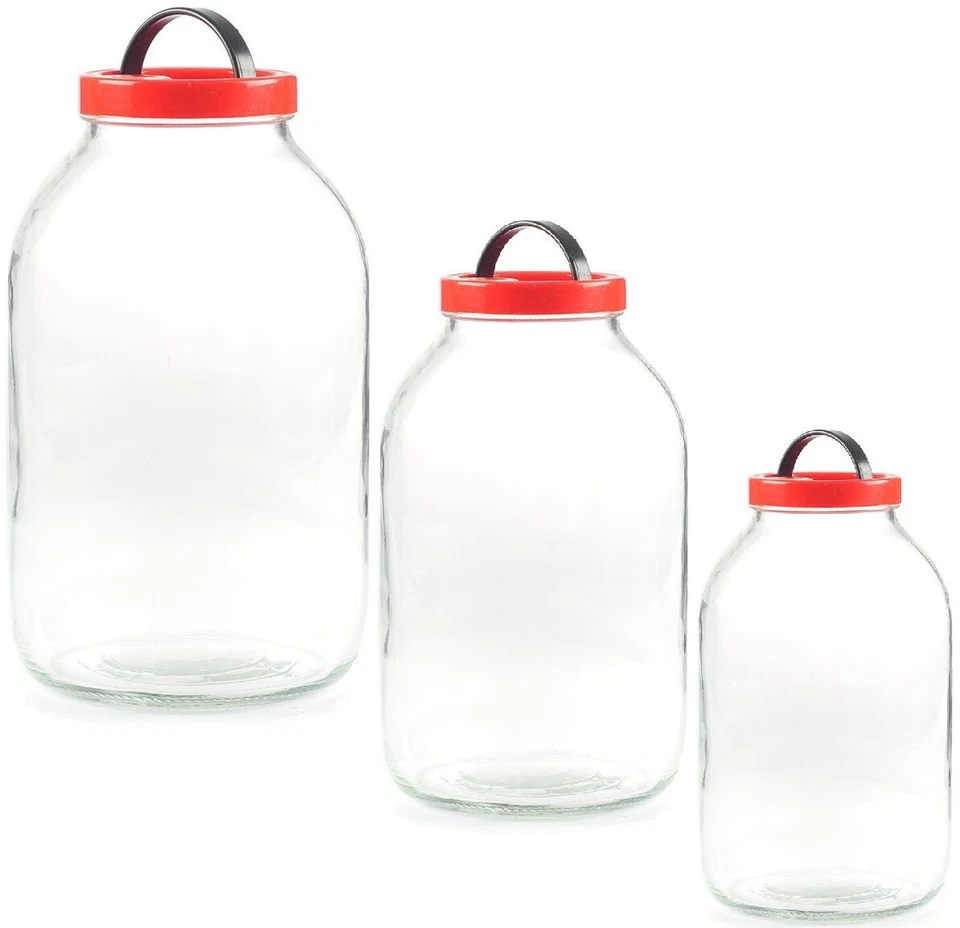 Large Glass Storage Jar with Lid Airtight Food Preserve Pickle (2 3 5 8 Litre)