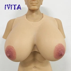 IVITA 21XL Huge Cup Drag-Queen Fake Boobs Silicone Oval Huge Breasts Enhancer - Picture 1 of 6