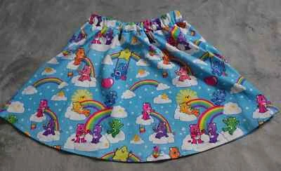 Shein Care Bears 裙女孩 10Y 多色弹性腰印花及膝 — 第 1/4 张图片