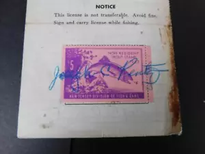 U.S., NEW JERSEY NON RESIDENT TROUT STAMP 1953, SIGNED - Picture 1 of 1