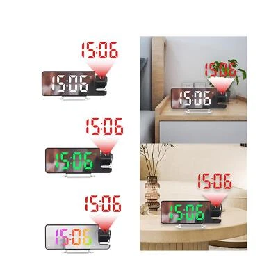 Projection Alarm Clock Day Mirror Large Display for Bedroom Ceiling Bedside - Image 1 of 2
