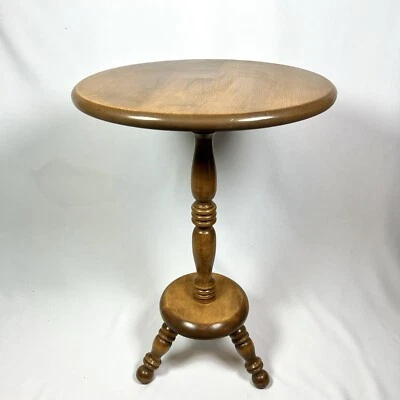 De Colección Ethan Allen Reliquia Arce Nuez moscada Soporte de Planta Redondo 3 Patas 8300 PLT7 15x23.5 Foto 1 de 4