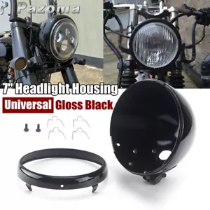 Headlight Housing Universal 7" LED Headlamp Bulb Bucket For Harley Dyna Softail - Picture 1 of 9