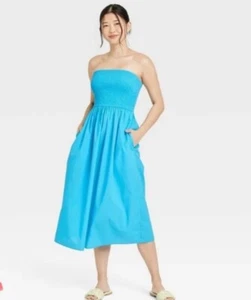 Women's Strapless Smocked Tube Sundress - A New Day Size MEDIUM - Picture 1 of 3