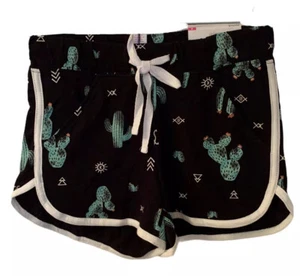 Justice Girls Dolphin Shorts Black Size 8 Polyester Pockets Cactus Graphics - Picture 1 of 11