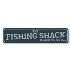 The Fishing Shack Sign, Personalized Fishing Location City State - Aluminum - Picture 1 of 4