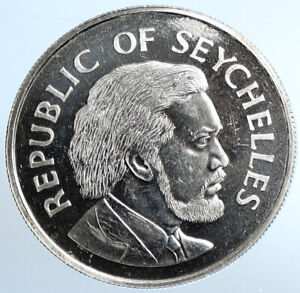 1977 SEYCHELLES Jubilee President James Mancham PF SILVER 25 Rupees Coin i111097