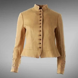 Nueva con etiquetas Chaqueta Militar Ralph Lauren Lino Espina de Arenque Borde Soutache Oro 10 - Imagen 1 de 7