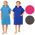 Kids Changing Robe Quick Drying Hood & Pocket Poncho Towel Swimming Surfing 