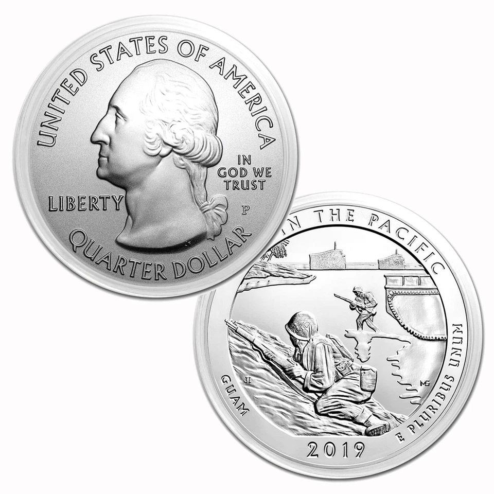 2019 $.25 5 oz W Silver America the Beautiful War in the Pacific Guam - Image 1 of 3