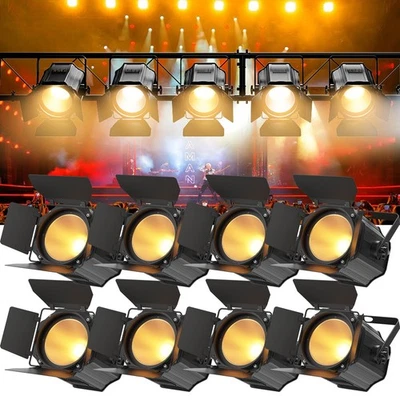 200W COB Par Light Warm & Cold White Spotlights with Barn Door DJ Stage Lighting - Image 1 of 4