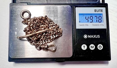 14K золото (маркировка) Эдвардианский "H" штамп T-образный стержень тяжелый 49.8g XL часы цепочка - Изображение 1 из 4