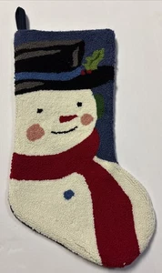Nikolaus Quadrat Schneemann Weihnachtsstrumpf blau rot Schal Haken Nadelspitze - Bild 1 von 6
