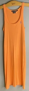 Ralph Lauren Sport XS Orange Tank Top Dress 100% Cotton White Polo Pony - Picture 1 of 6