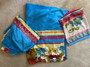 Bombay Kids Bedding Set Twin Duvet Cover Sham and Bed skirt Blue Green Pink