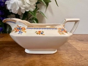 Vintage John Maddock & Sons Royal Cakemorian Gravy Boat England Floral Gold Trim - Picture 1 of 7