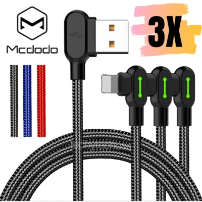3Pack Mcdodo 90 Degree Braided USB Charging Cable Data Charger Lot For iPhone 11 - Image 1 of 4