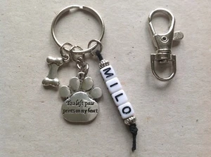 Personalised 'You Left Paw Prints On My Heart' Dog Keyring, Dog Loss, Memorial - Picture 1 of 8