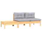 3-piece Outdoor Sofa Set Garden Patio Lounge Chairs Cushions Setting Wood Grey