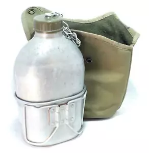 Original französische Armee Überschuss Feldkolben/Kantine Plus Tasse und Abdeckung Aluminium - Bild 1 von 2