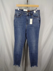 Judy Blue High Waist Skinny Fit Jeans Size 13/31 Frayed Cuffs Distressed New - Picture 1 of 18