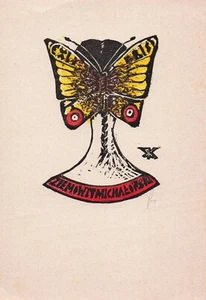 Vtg Art Ex-Libris Bookplate Woman Butterfly Hair Y1339 - Bild 1 von 2