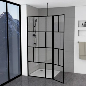Dusche Walk In Dusche begehbare Dusche 90+40 x 195 cm - inkl. Deckenhalterung - Bild 1 von 3