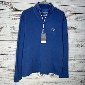 New Callaway Golf Opti-Therm Pullover 1/4 Zip Jacket Blue Men’s Medium $85 MSRP - Picture 1 of 8
