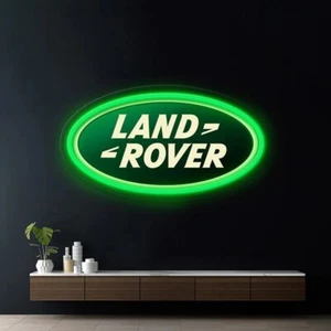 Insegna Neon Led Logo Land Rover 12"x22" Luce Uomo Caverna Auto Garage Decorazione Parete - Foto 1 di 4