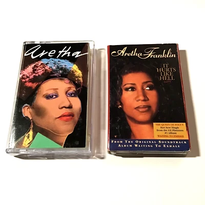 Aretha Franklin 2 Cassette Lot: It Hurts Like Hell (single) Aretha (1986) R&B Foto 1 de 4