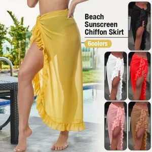 Damen-Baderock Badeanzug-Kleid Bikini-Vertuschung Transparente Rüschen Bea  ⑱ - Bild 1 von 21