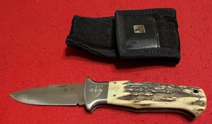 Al Mar Sere Attack Stag Handle Lockback Folding Knife, Engraved Special Forces C - Picture 1 of 5