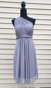 Vestido de Novia David's Un Hombro Gris Talla 8 Material Gasa - Imagen 1 de 7