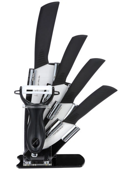 Luxus 6-teiliges Keramik Messerset im edlen Acryl Messerblock Kochmesser schwarz - Bild 1 von 1