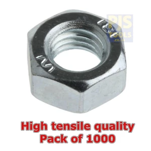 1000 x M5 0.8 bright zinc plated steel high tensile hexagon metric full nuts - Picture 1 of 1