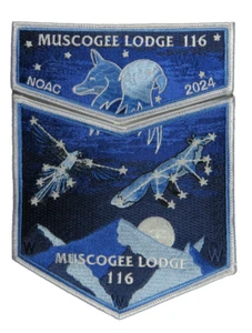 Muscogee Lodge 116 Indian Waters Council SC 2024 NOAC Flap Set WHT Bdr (24-100) - Picture 1 of 2