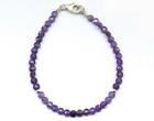 7" SOLID 925 SILVER BRACELET NATURAL AMETHYST BEADS FACETED COIN #D3782